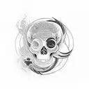 yin yang with los meurtos skull and dog tattoo design idea