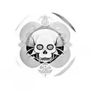 yin yang with los meurtos skull and dog tattoo design idea