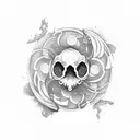 yin yang with los meurtos skull and dog tattoo design idea