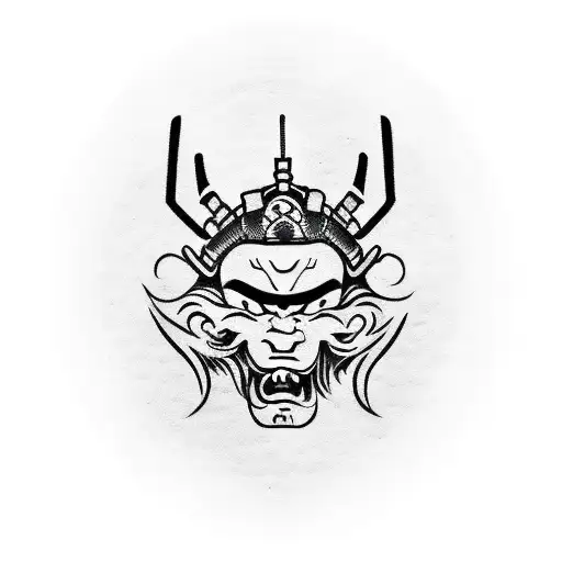 samurai face tattoo design idea