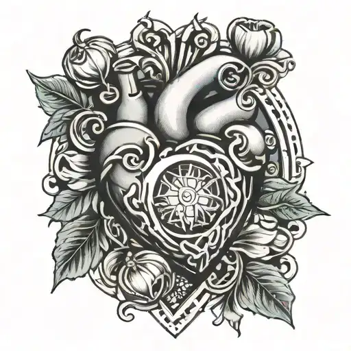 realistic heart with saturn ring around tattoo design idea