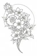 18-wheeler with flower bouquet tattoo design idea