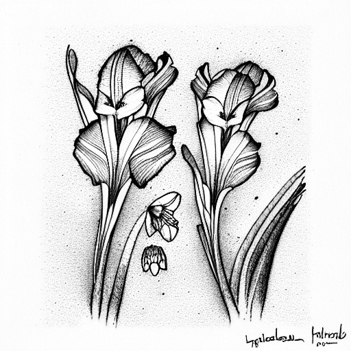 gladiola and paperwhite narcissus flower with stem tattoo design idea