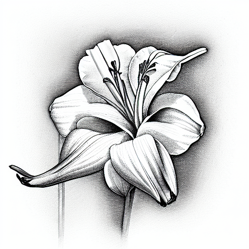 gladiola and paperwhite narcissus flower with stem tattoo design idea