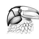 Toucan with flowers and big beak tattoo design idea