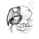 Toucan with flowers and big beak tattoo design idea