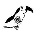 Toucan with flowers and big beak tattoo design idea