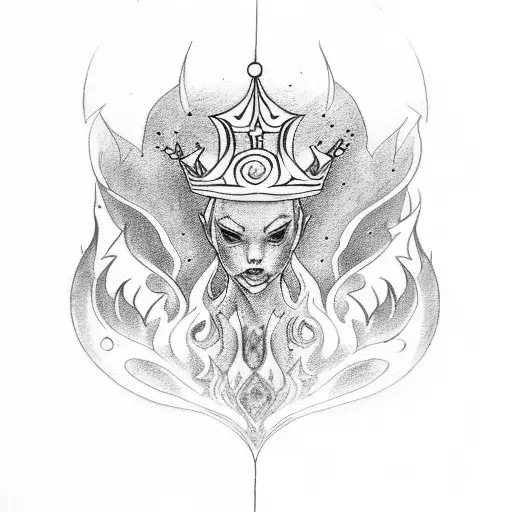 lite shoes with fire and crown  tattoo design idea