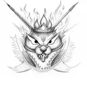 lite shoes with fire and crown tattoo design idea