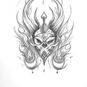 lite shoes with fire and crown tattoo design idea