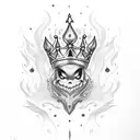 lite shoes with fire and crown tattoo design idea