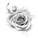 clock, roses, clouds,  tattoo design idea