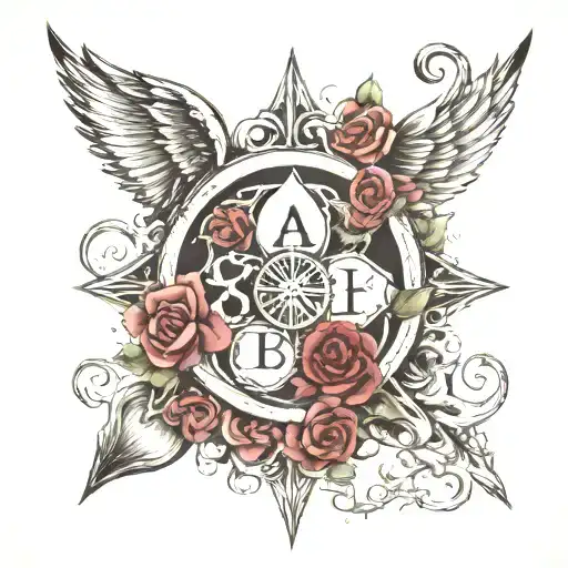 generate me a tattoo with the following meaning: I have three brothers and one sister. The three brothers' names start w tattoo design idea