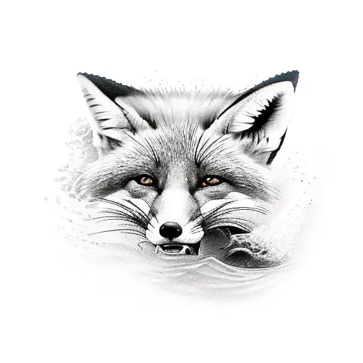 A realistic depiction of a fox diving into the sea tattoo design idea