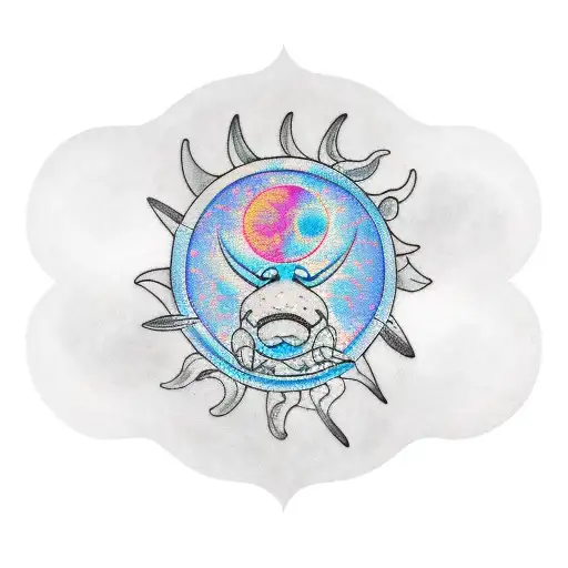 signo sol en acuario ascendente tauro luna cancer tattoo design idea