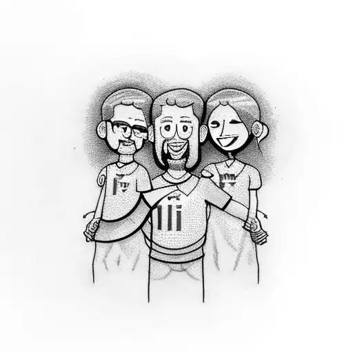 A family portrait with each member wearing an Inter Milan jersey tattoo design idea