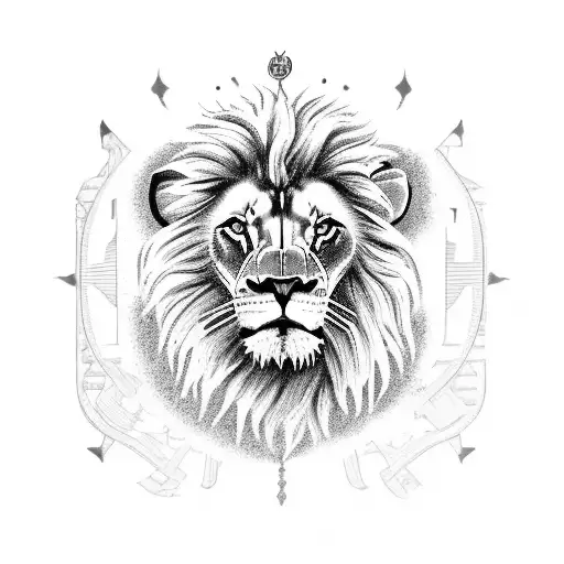 A lion wearing a Zürich t-shirt and playing a guitar in front of the Duomo di Milano tattoo design idea