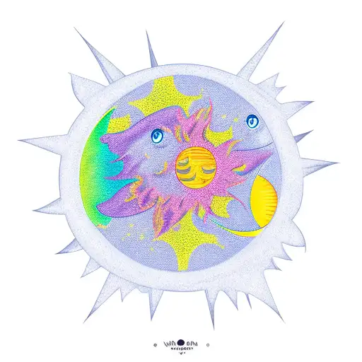 moon, sun and star tattoo design idea