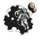 astronaut holding balloons  tattoo design idea