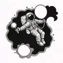 astronaut holding balloons  tattoo design idea