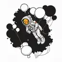 astronaut holding balloons  tattoo design idea