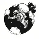 astronaut holding balloons  tattoo design idea