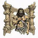 Samson holding pillars slightly crumbling tattoo design idea