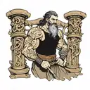 Samson holding pillars slightly crumbling tattoo design idea