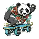 panda on a skate wheels tattoo design idea