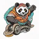 panda on a skate wheels tattoo design idea
