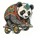 panda on a skate wheels tattoo design idea