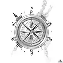 A tattoo design combining a firefighter helmet, a compass  and lighthouse tattoo design idea
