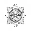 A tattoo design combining a firefighter helmet, a compass  and lighthouse tattoo design idea