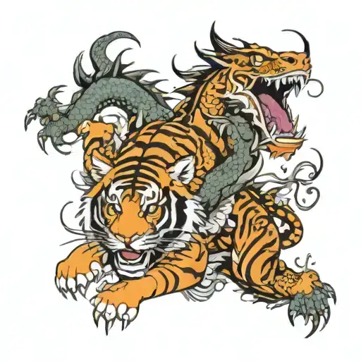 tiger and dragon tattoo design idea