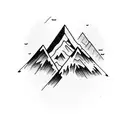 dad with son and mountain hiiking tattoo design idea