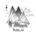 dad with son and mountain hiiking tattoo design idea