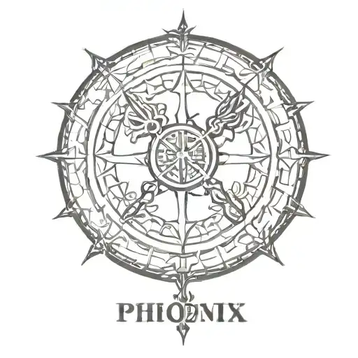 phonix with lines vegvisir symbol tattoo design idea