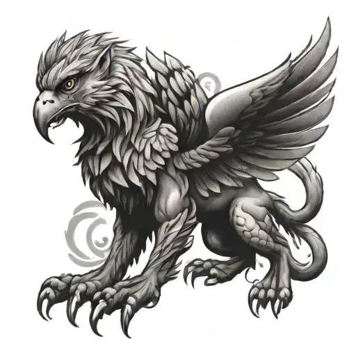 griffin full body with R on chest tattoo tattoo design idea
