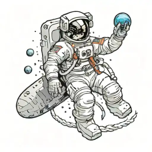 Astronaut floating in space tattoo design idea