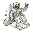 Astronaut floating in space tattoo design idea