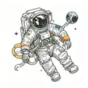 Astronaut floating in space tattoo design idea