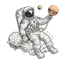 Astronaut floating in space tattoo design idea