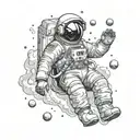 Astronaut floating in space tattoo design idea