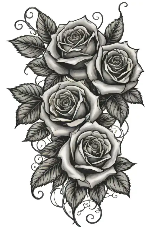 roses with vines tattoo design idea