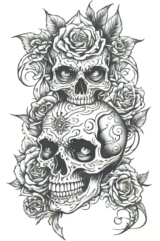 Skull and diamond in eyes tattoo design idea