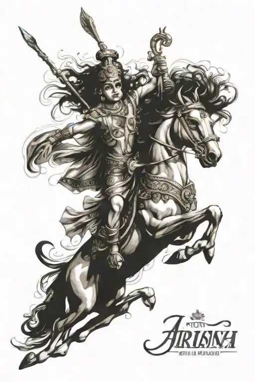lord Krishna leading Arjuna tattoo design idea