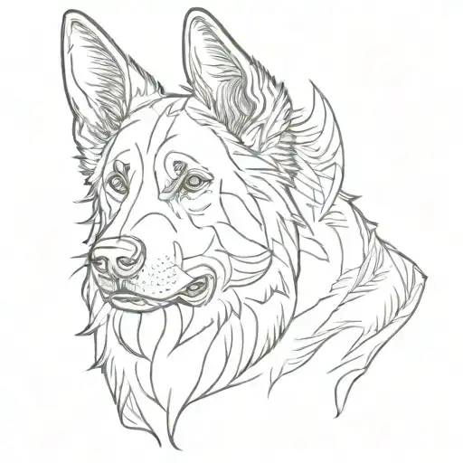 german shepherd dog outline tattoo design idea