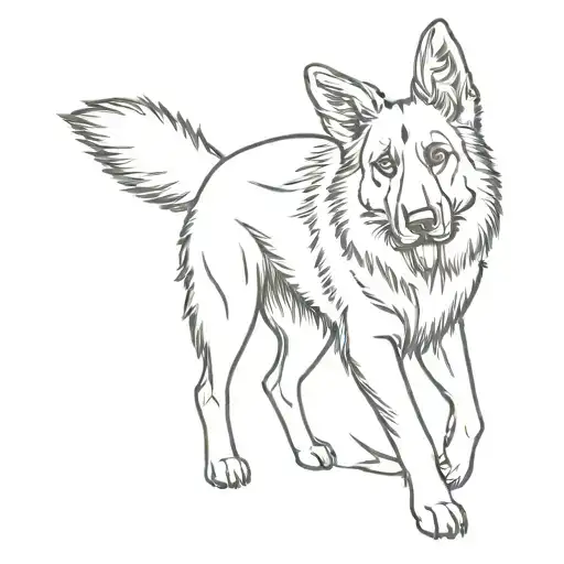 left front leg amputated german shepherd silhouette formed tattoo design idea