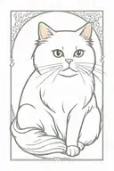 white persian cat sitting alone back view tattoo design idea