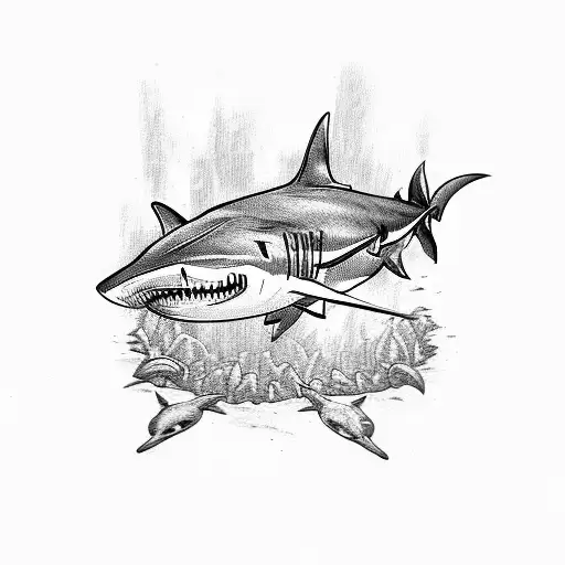 A shark is trapped in a cage tattoo design idea